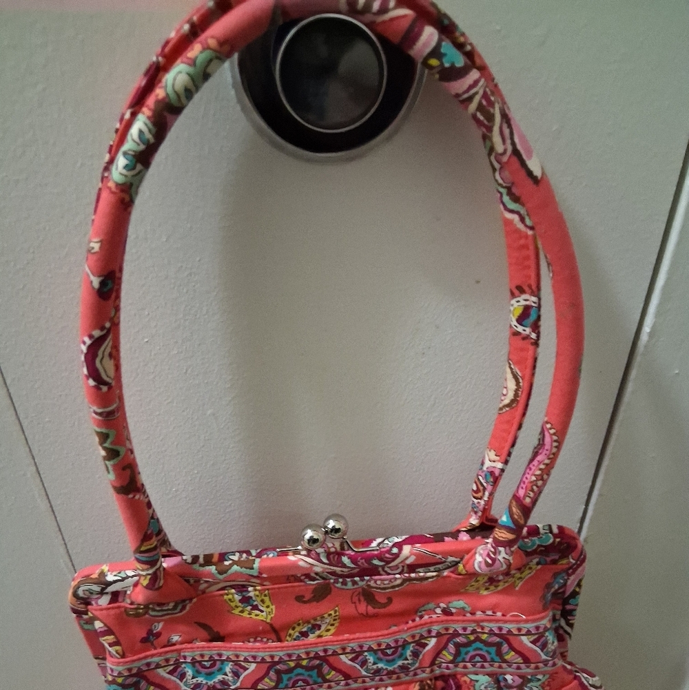 Vera Bradley Call Me Coral Kisslock Metal Clasp Shoulder Bag - Picture 7 of 8